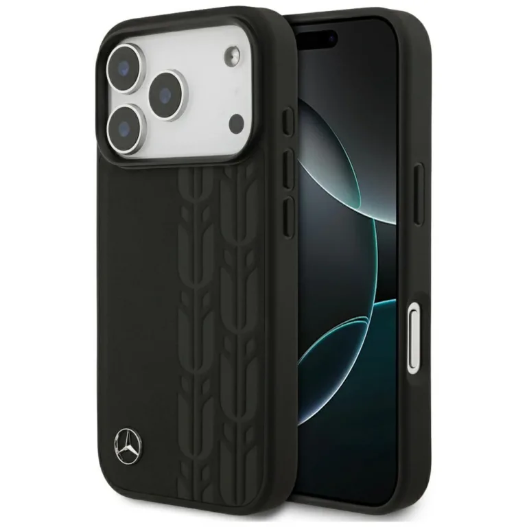 Mercedes Leather Laurel Leaves MagSafe telefontok fekete - iPhone 17 Pro