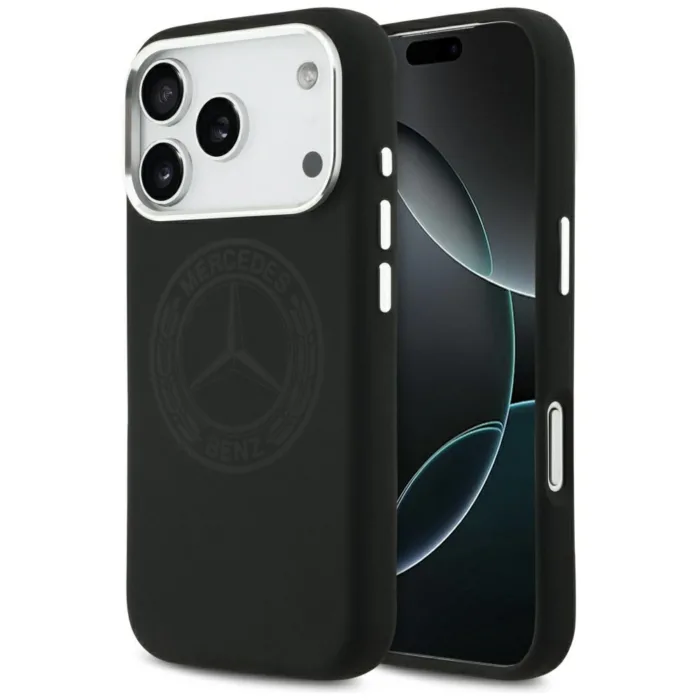 Mercedes Silicone Vintage Logo MagSafe tok iPhone 17 Pro – fekete