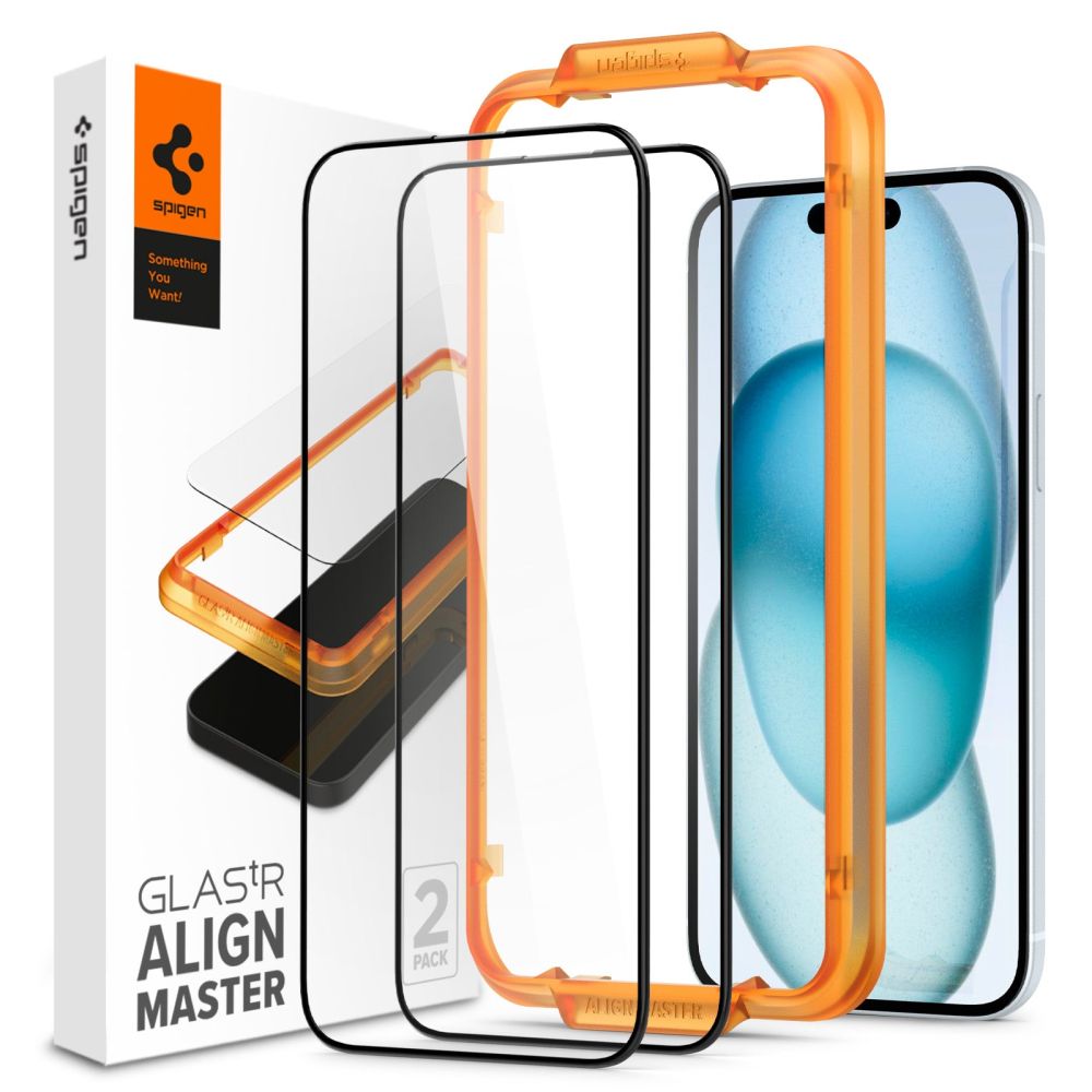 Spigen ALM Glass FC edzett üveg – iPhone 15 – fekete (2 db) Spigen ALM Glass FC edzett üveg – iPhone 15 – fekete (2 db)