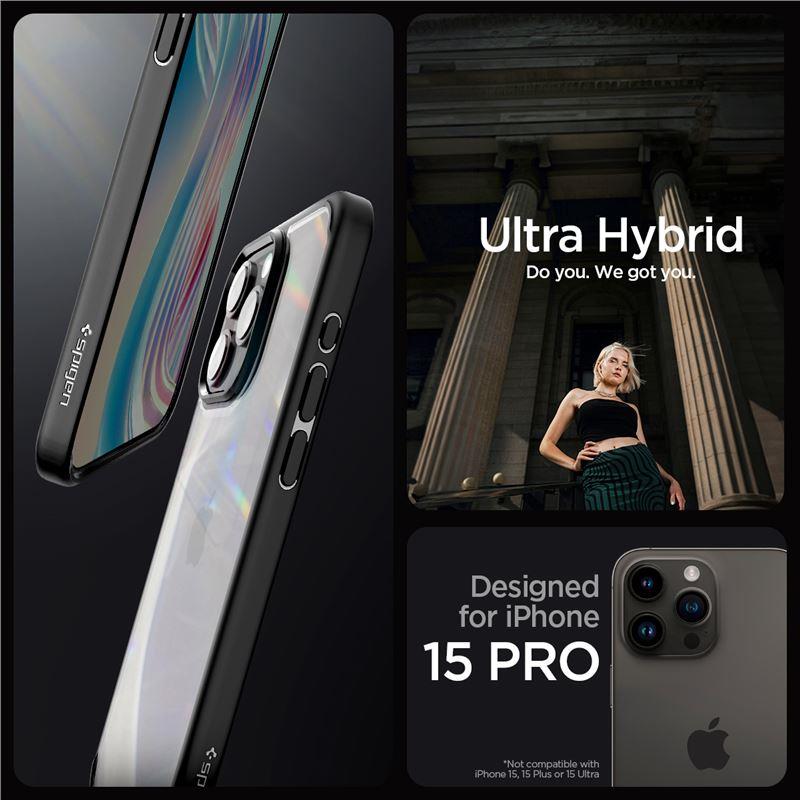 Spigen Crystal Hybrid telefontok átlátszó|fekete - iPhone 15 Pro Spigen Crystal Hybrid telefontok átlátszó|fekete - iPhone 15 Pro