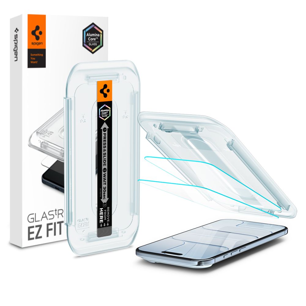 Spigen Glas.tR EZ Fit edzett üveg szett (2 db) – iPhone 17 Air – átlátszó Spigen Glas.tR EZ Fit edzett üveg szett (2 db) – iPhone 17 Air – átlátszó