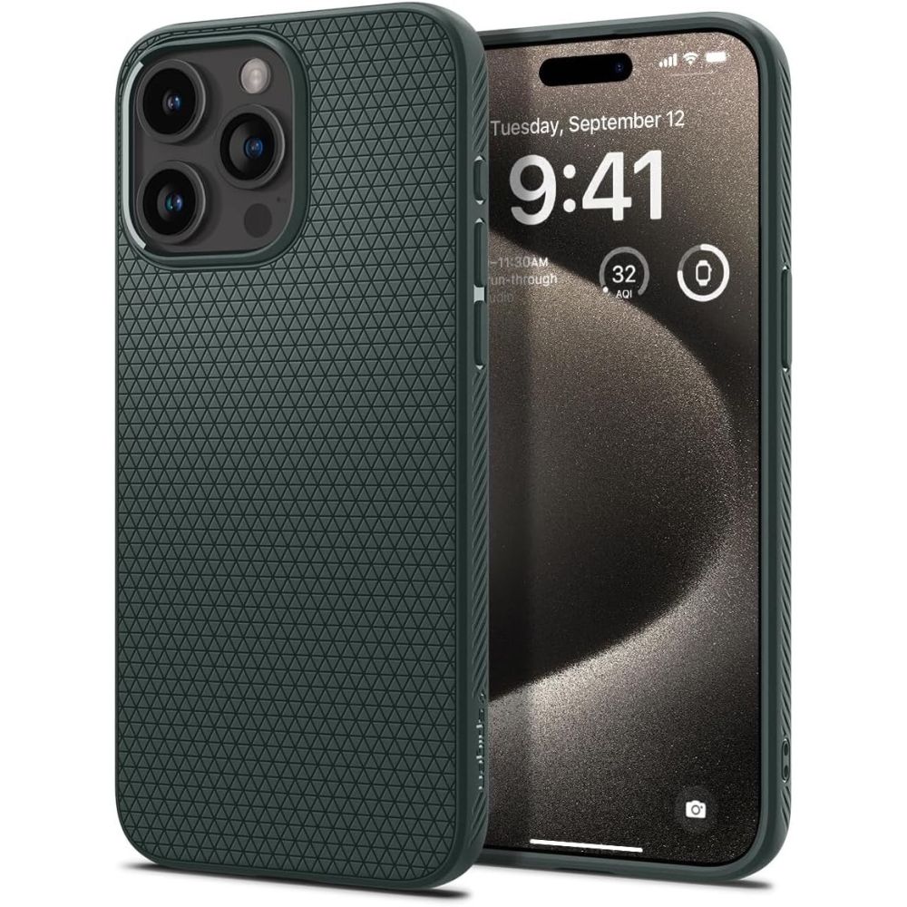 Spigen Liquid Air telefontok zöld - iPhone 15 Pro Max Spigen Liquid Air telefontok zöld - iPhone 15 Pro Max