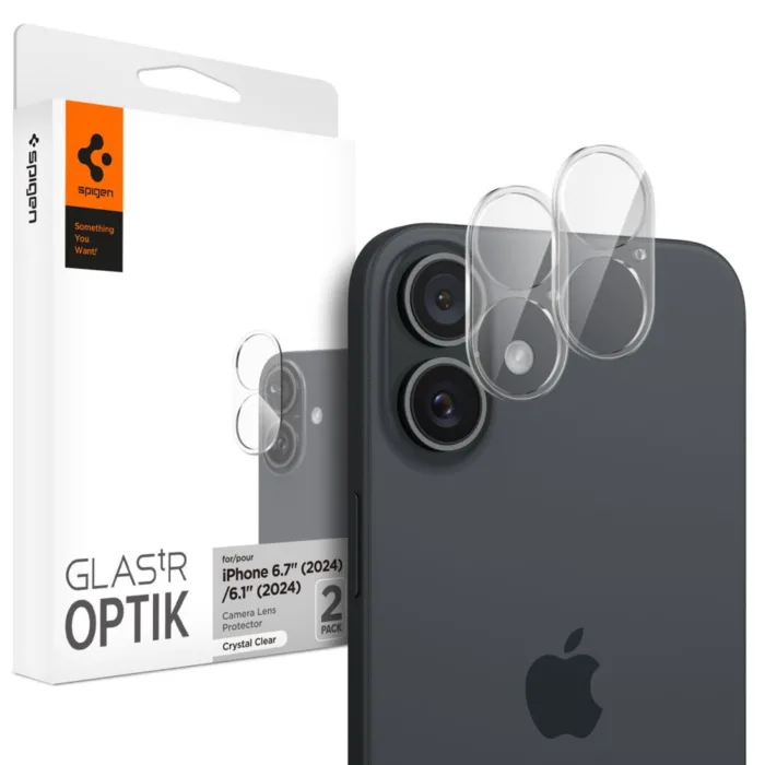 Spigen Optik Glas.tR edzett üveg kamera lencsevédő – iPhone 16 / 16 Plus – átlátszó (2 db)