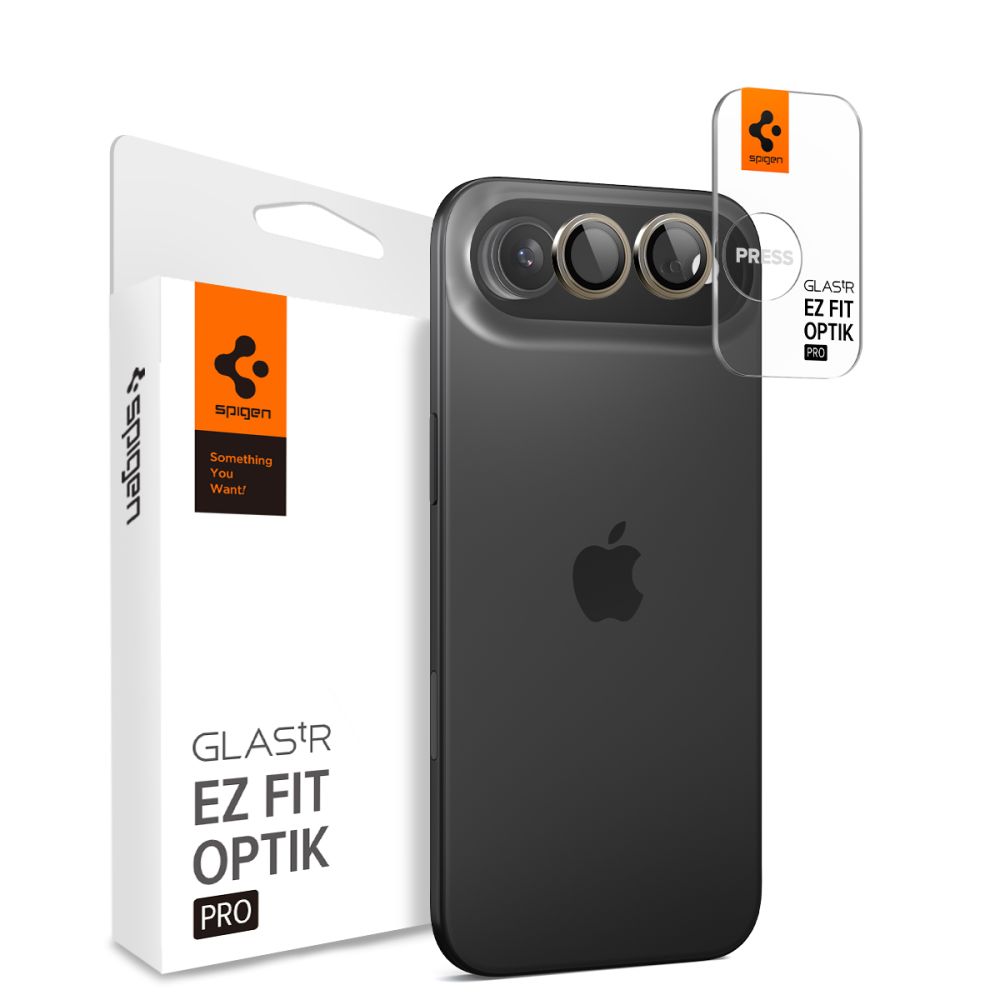 Spigen Optik Pro Glas.tR EZ Fit kamera lencsevédő szett (2 db) – iPhone Air – arany Spigen Optik Pro Glas.tR EZ Fit kamera lencsevédő szett (2 db) – iPhone Air – arany
