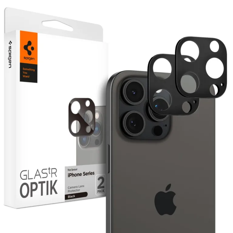 Spigen Optik.tR kamera lencsevédő – iPhone 14 Pro / 14 Pro Max / 15 Pro / 15 Pro Max / 16 Pro / 16 Pro Max – fekete (2 db)
