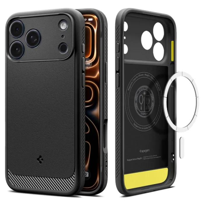 Spigen Rugged Armor Mag MagSafe telefontok fekete - iPhone 17 Pro Max
