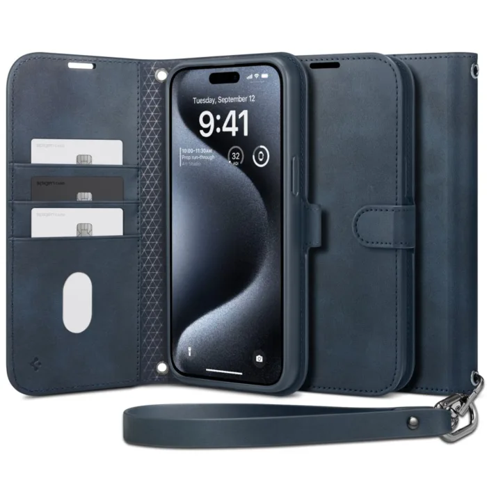 Spigen Wallet S Pro telefontok kék - iPhone 15 Pro