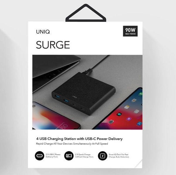 Uniq-Surge-Collective-90W-HUB-–-2×-USB-A-QC-3.0-2×-USB-C-PD-3.0-–-fekete-5