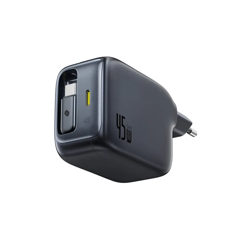 Baseus EnerCore CJ11 45W USB-C fali töltő kihúzható kábellel – fekete