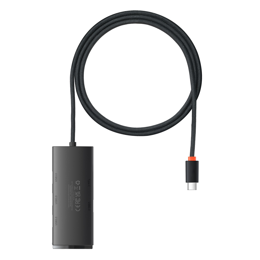 Baseus-Lite-Series-USB-C-→-4×-USB-3.0-HUB-adapter-1-m-–-fekete-1