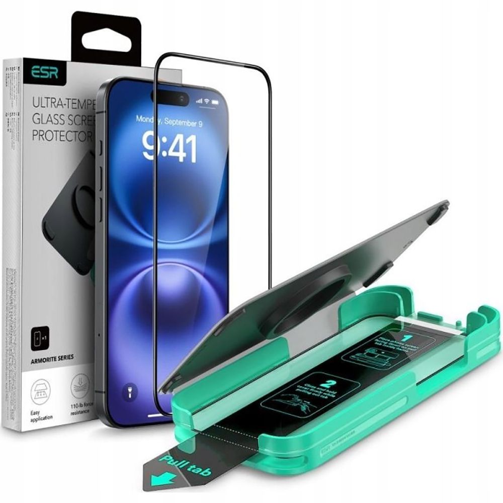ESR Armorite edzett üveg iPhone 16 Pro Max – fekete kerettel