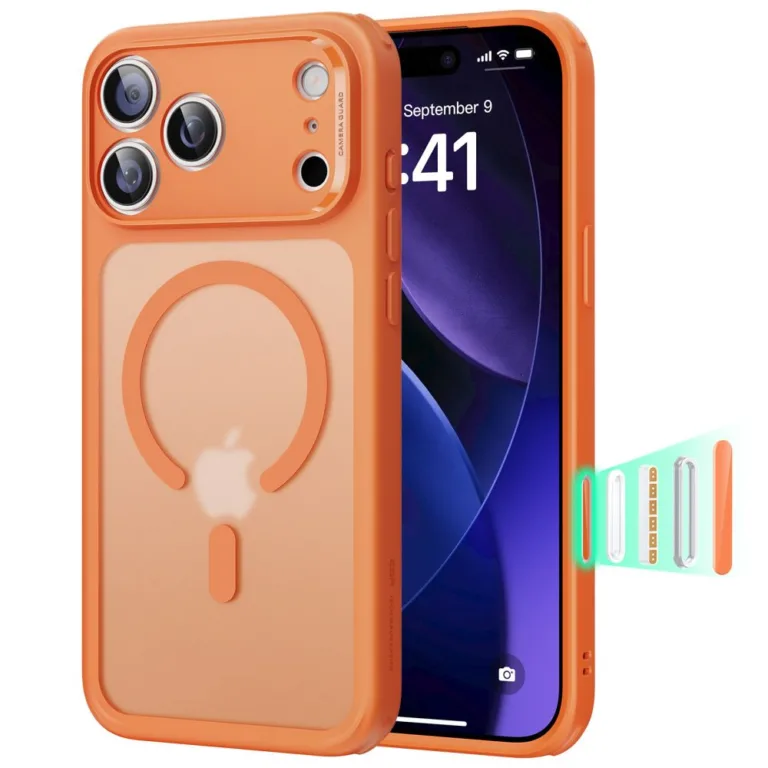 ESR Classic Hybrid MagSafe telefontok iPhone 17 Pro Max – átlátszó narancs