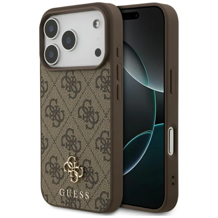 Guess 4G Small Classic Logo MagSafe case for iPhone 17 Pro - brown - barna