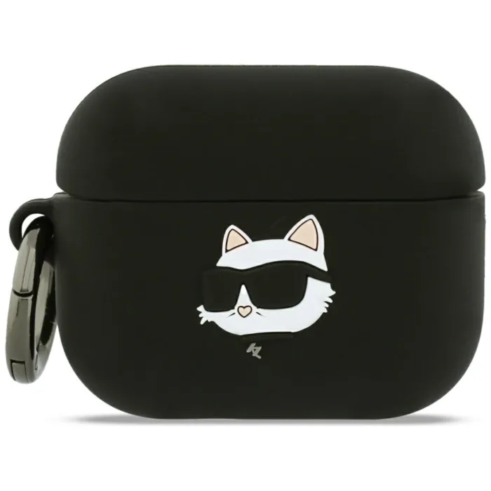 Karl Lagerfeld Silicone Choupette Head 3D tok AirPods Pro 3 – fekete