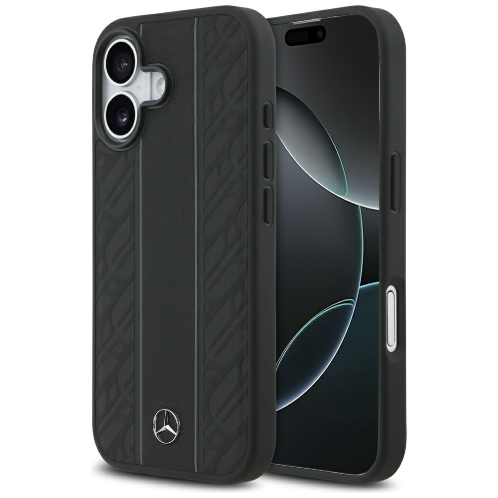 Mercedes Leather Laurel Leaves Stripes MagSafe telefontok fekete - iPhone 17 Mercedes Leather Laurel Leaves Stripes MagSafe telefontok fekete - iPhone 17