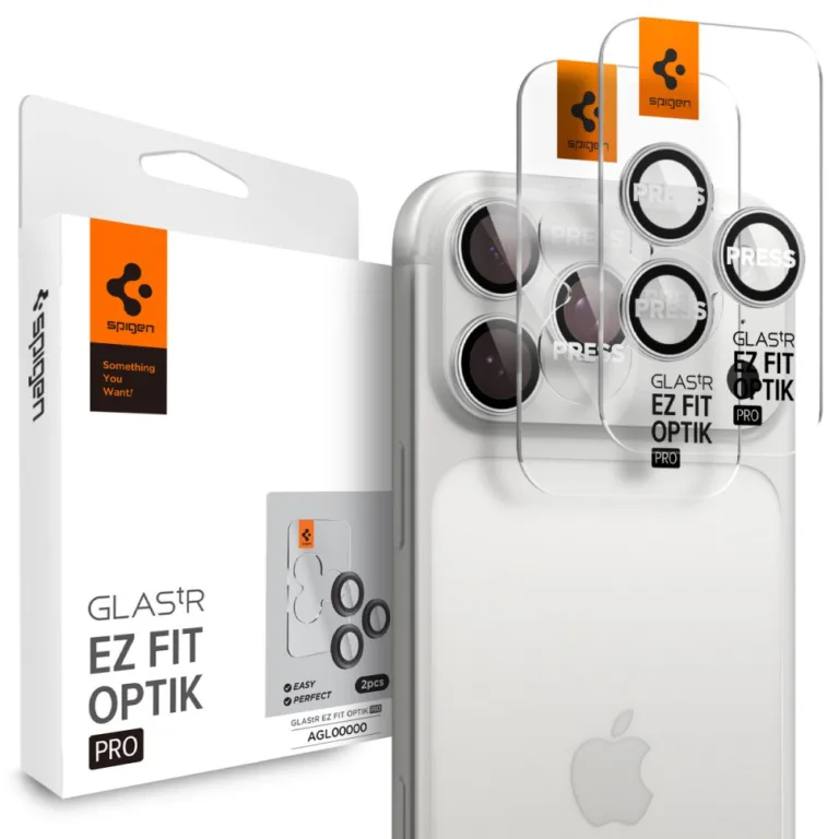 Spigen Optik Pro GLAS.TR “EZ FIT” kameravédő 2 db – iPhone 16 Pro / 16 Pro Max / 17 Pro / 17 Pro Max – ezüst