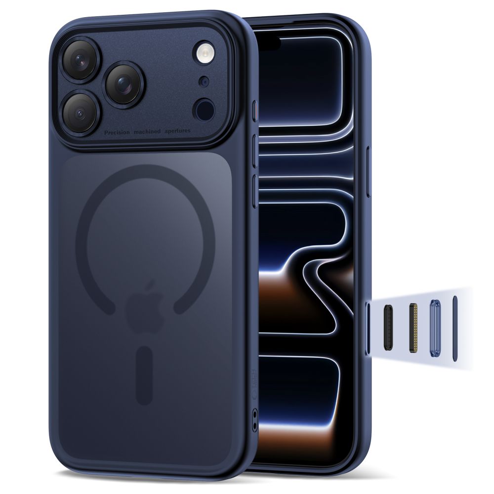 Tech-Protect MagPeak MagSafe CC iPhone 17 Pro tok – matt tengerészkék Tech-Protect MagPeak MagSafe CC iPhone 17 Pro tok – matt tengerészkék