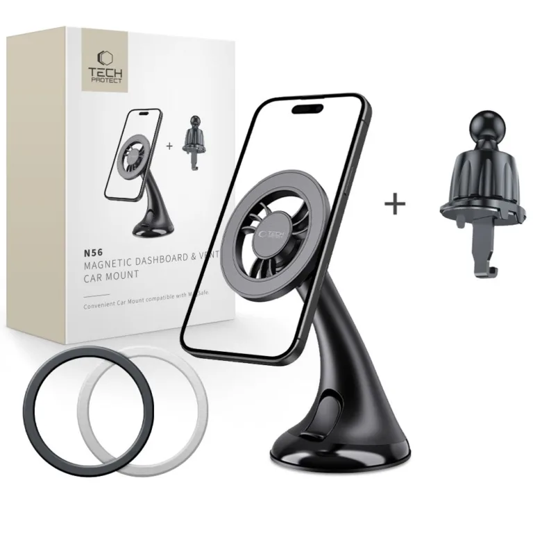 Tech-Protect N56 autós tartó műszerfalra / szélvédőre / szellőzőrácsra – fekete