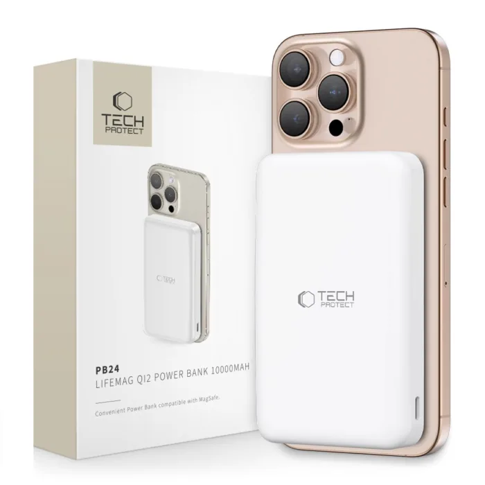 Tech-Protect PB24 LifeMag QI2 MagSafe powerbank – fehér