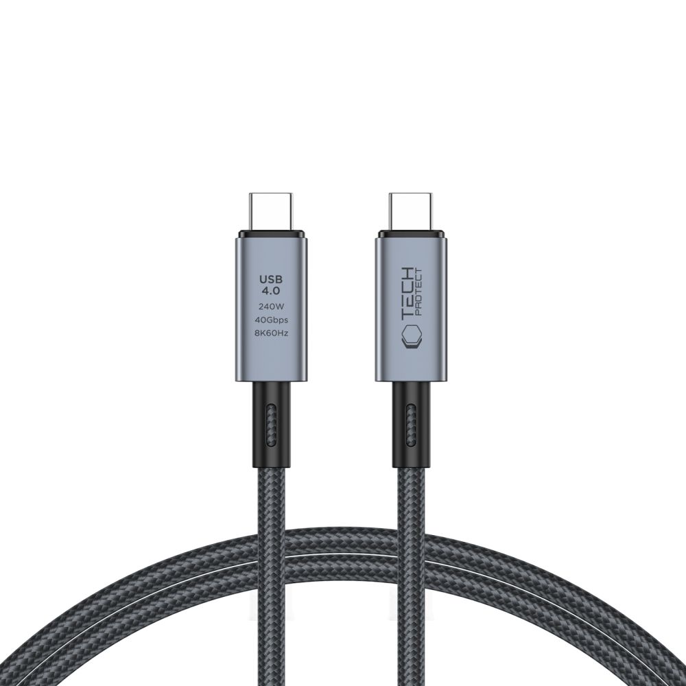 Tech-Protect UltraBoost Max USB-C 4.0 / USB-C 4.0 PD kábel 240W 8K 40Gbps 1 m – szürke Tech-Protect UltraBoost Max USB-C 4.0 / USB-C 4.0 PD kábel 240W 8K 40Gbps 1 m – szürke