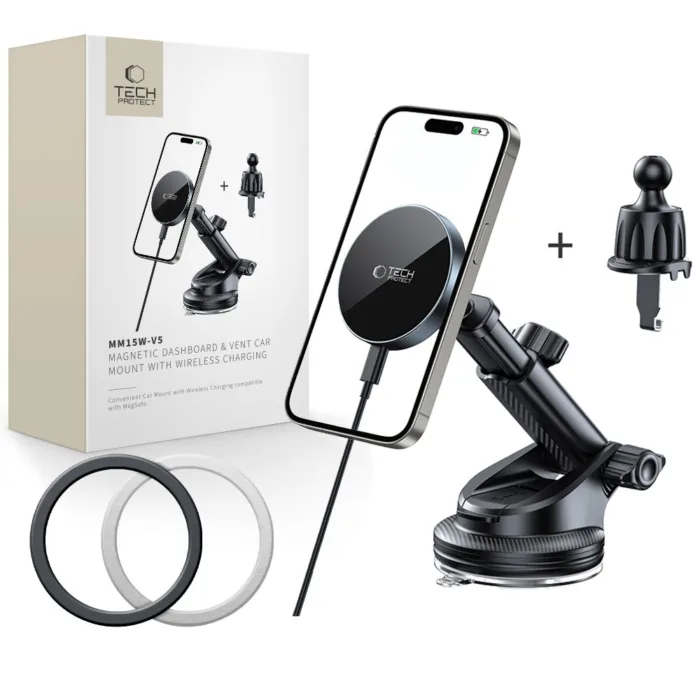 Tech-Protect mm15W V5 MagSafe autós tartó szellőzőrácsra / CD-nyílásba – fekete