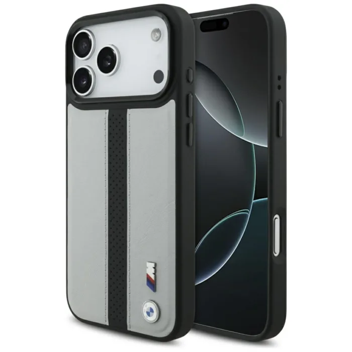 BMW M Perforated Stripe Logo MagSafe telefontok iPhone 17 Pro Max - szürke