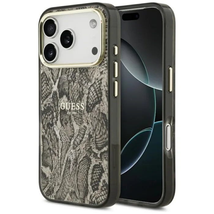 Guess Python Pattern MagSafe telefontok iPhone 17 Pro - Brown - barna