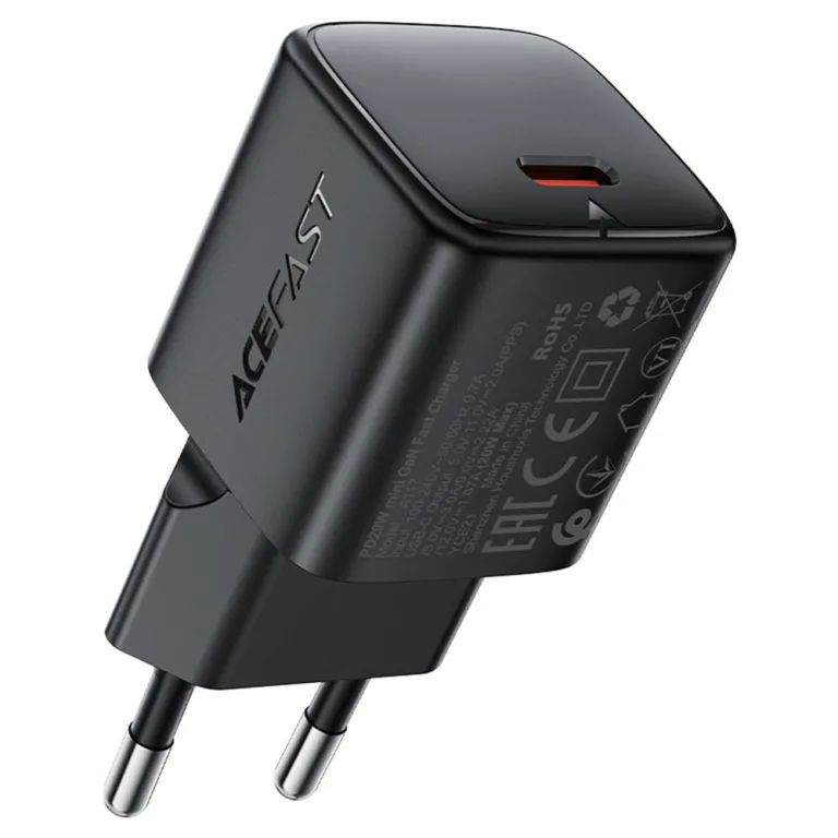 Acefast A117 hálózati gyorstöltő GaN 20W USB-C mini kivitel – fekete