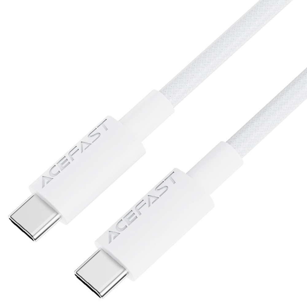 Acefast Type-C–Type-C adatkábel 60W 3A hajlításálló fonott 1.2 m – fehér