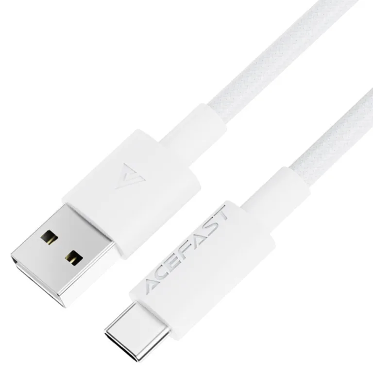 Acefast USB–Type-C adatkábel 3A gyorstöltés hajlításálló fonott 1.2 m – fehér