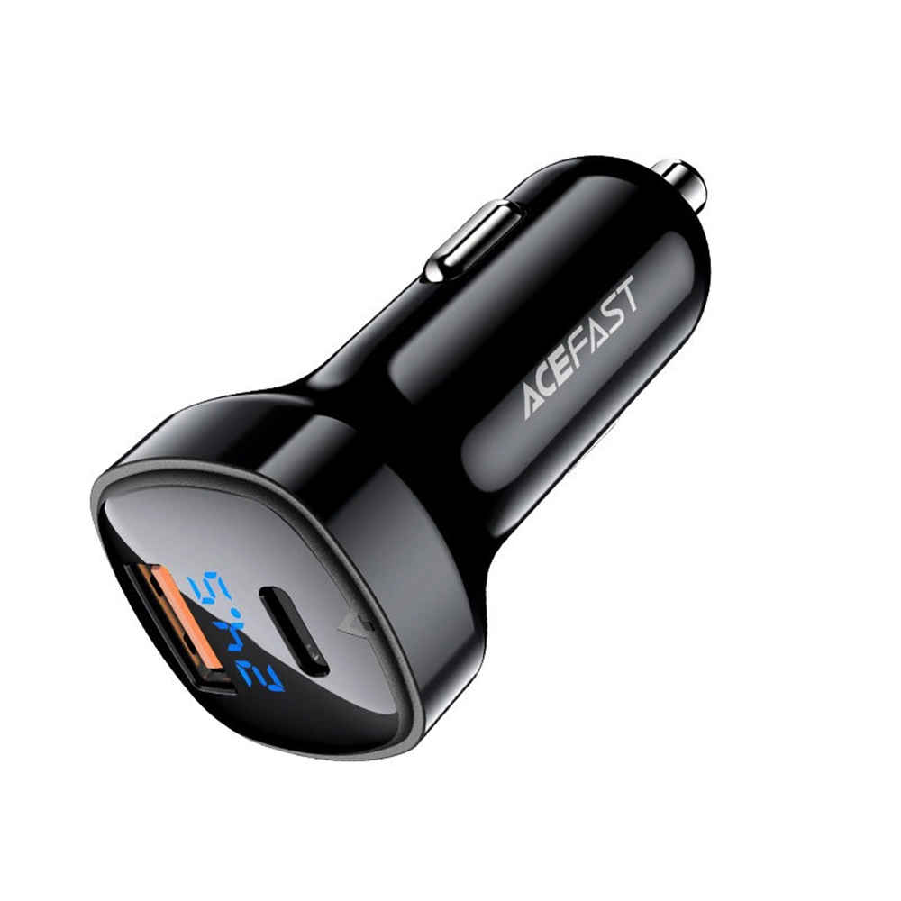 Acefast-autos-tolto-USB-Type-C-66W-digitalis-kijelzovel-–-fekete-1