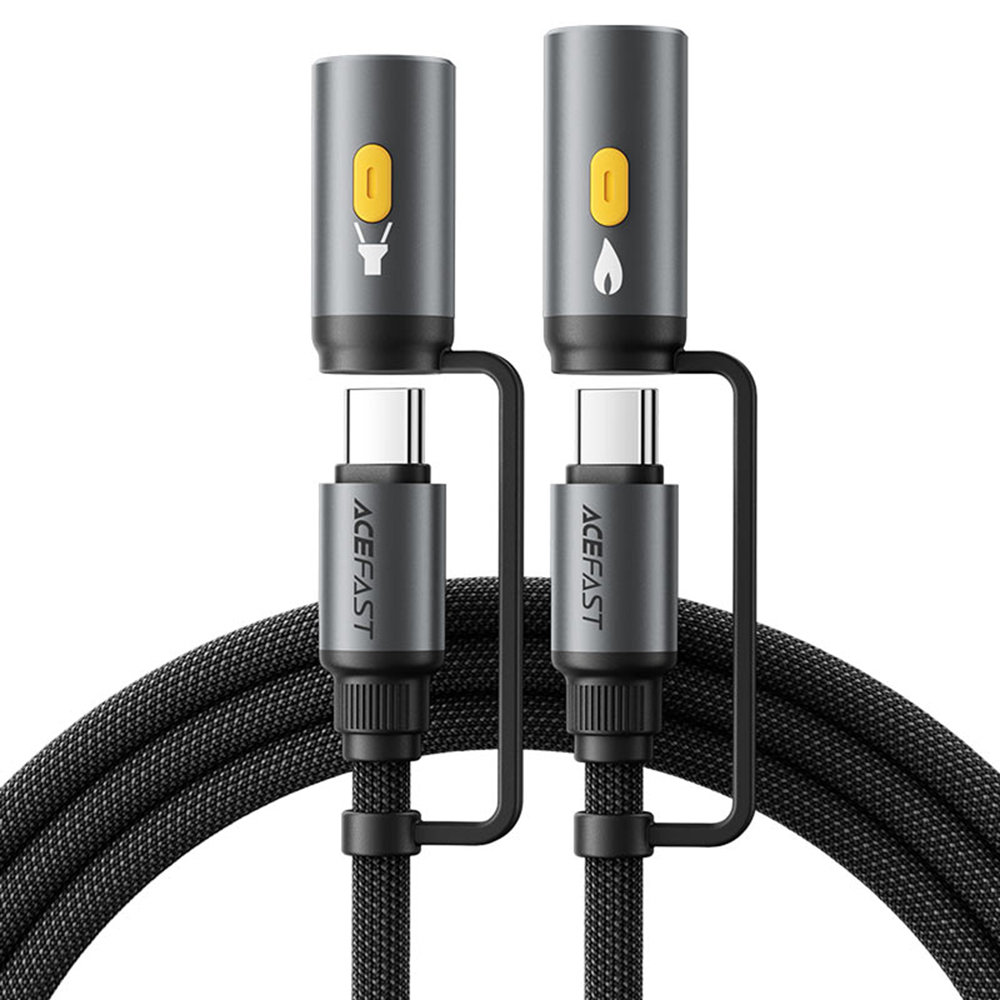 Acefast multifunkciós adatkábel Type-C/LED–Type-C szivargyújtó csatlakozóval 60W 1.2 m – fekete