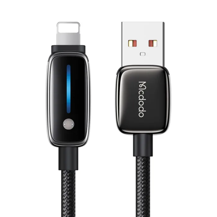 Mcdodo CA-0010 USB-A–Lightning 3A adatkábel automatikus fényerőszabályzással 1.2 m – fekete