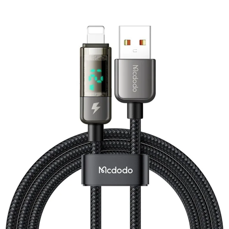 Mcdodo CA-3620 USB-A–Lightning 3A átlátszó adatkábel digitális kijelzővel
