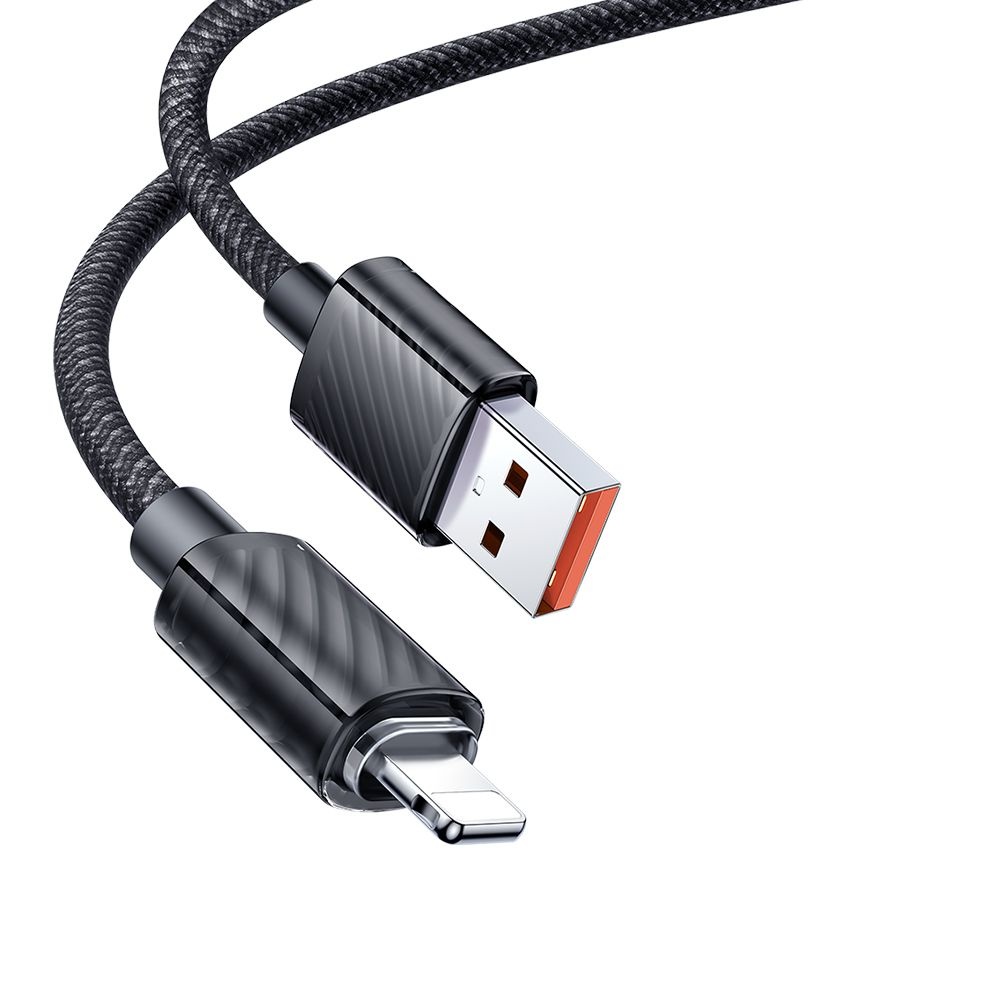 Mcdodo CA-3640 USB-A–Lightning 3A átlátszó adatkábel 1.2 m – fekete Mcdodo CA-3640 USB-A–Lightning 3A átlátszó adatkábel 1.2 m – fekete
