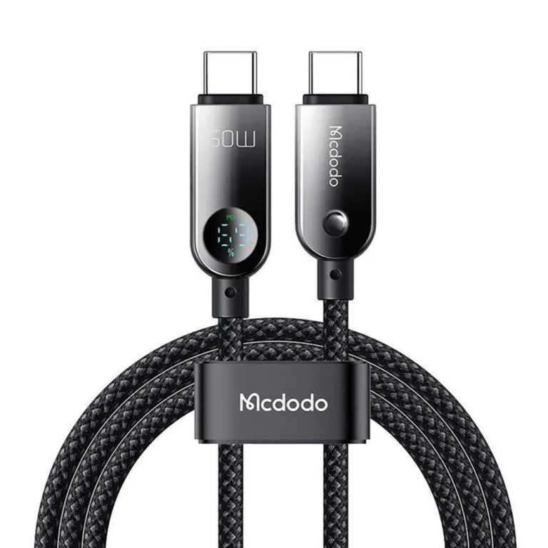 Mcdodo CA-4780 USB-C–USB-C 60W PD adatkábel beépített LED kijelzővel 1.2 m – fekete