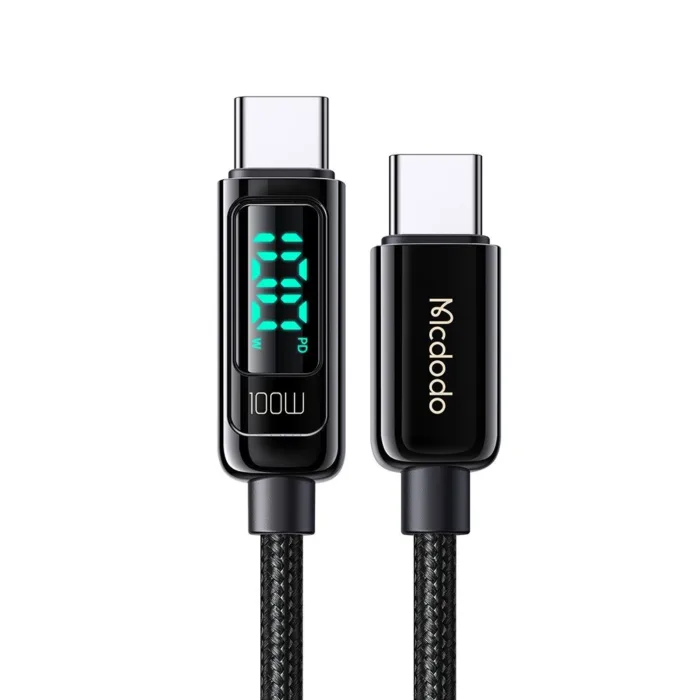 Mcdodo CA-8820 USB-C–USB-C 100W adatkábel digitális kijelzővel 1.2 m – fekete