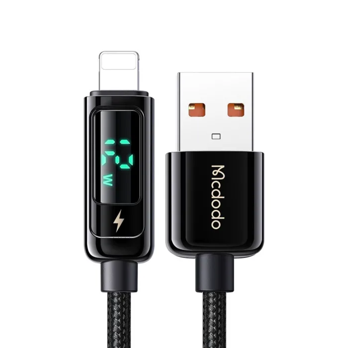 Mcdodo CA-9940 USB-A–Lightning 3A adatkábel digitális kijelzővel 1.2 m – fekete