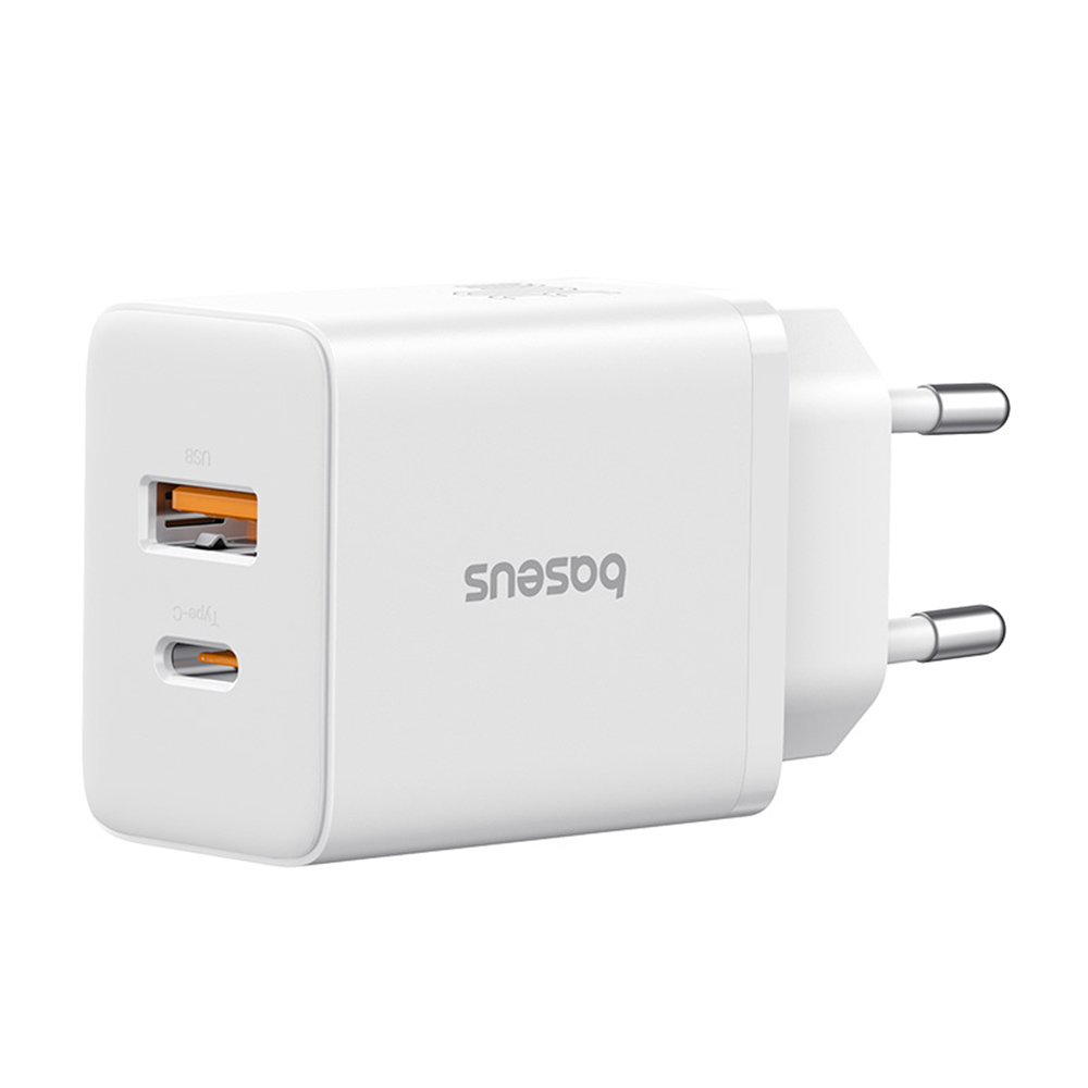 Baseus P10111403213-00 hálózati gyorstöltő 20W USB + Type-C – fehér Baseus P10111403213-00 hálózati gyorstöltő 20W USB + Type-C – fehér