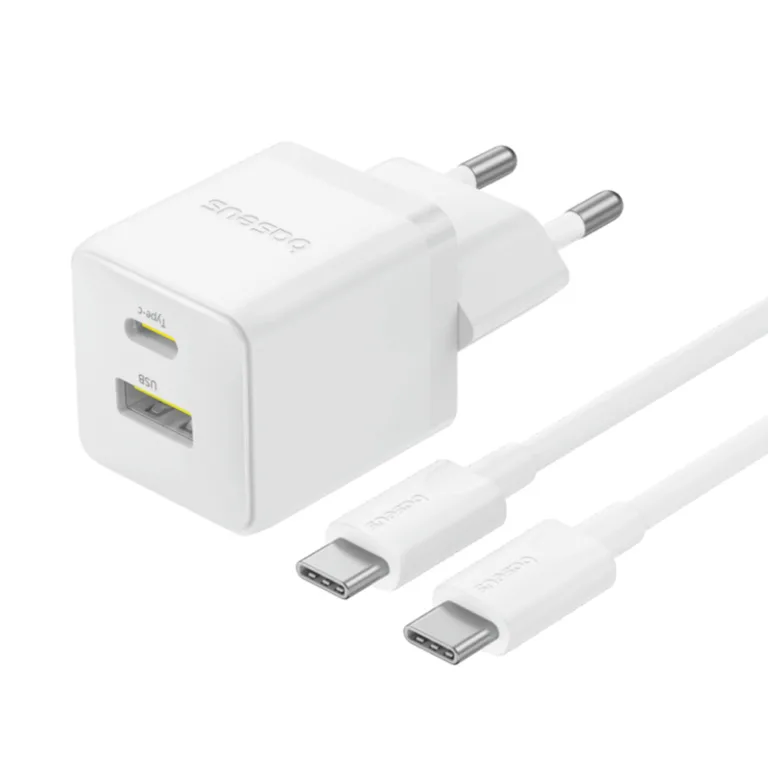 Baseus Palm P1011160A213-01 hálózati gyorstöltő 30W USB + USB-C kábellel – fehér